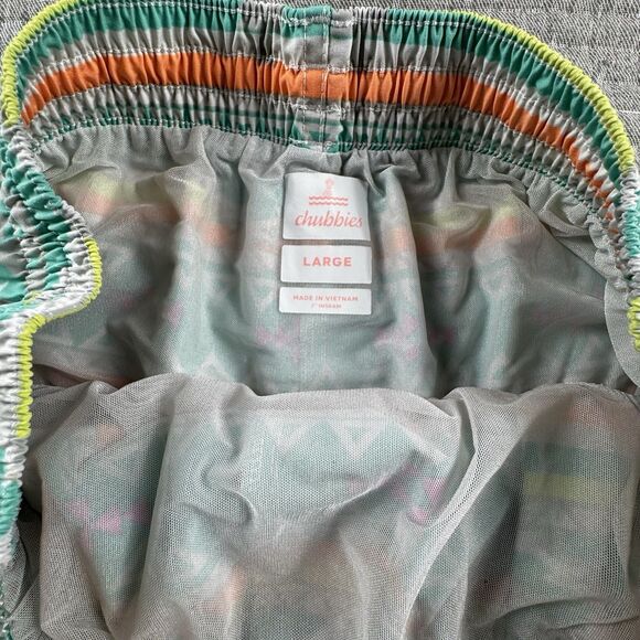 Chubbies Lined Classic Swim Trunk Mens L Aztec 7" Inseam Drawstring - Picture 6 of 7